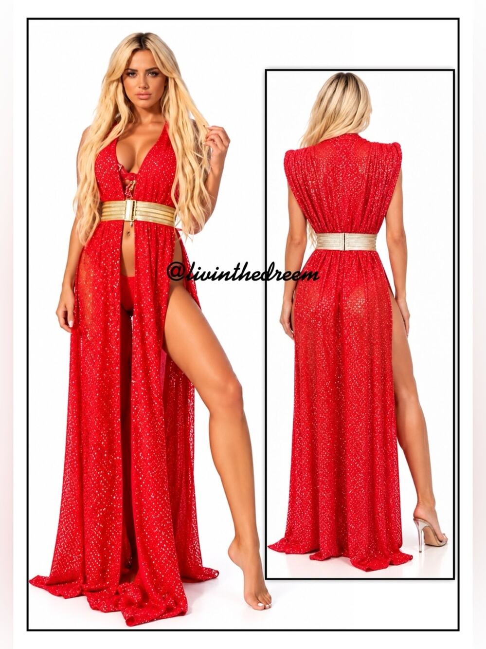 MODA MINX What A Waist Red Sparkle Cover Up Size M/L